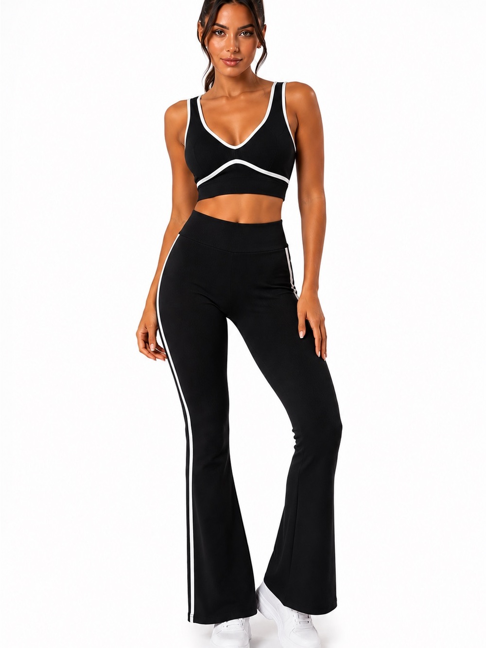 Black Flared Active Pants & Top Set